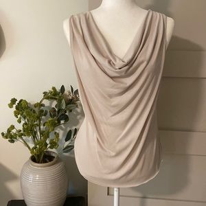 Beige Cowl Neck Tank Top Blouse